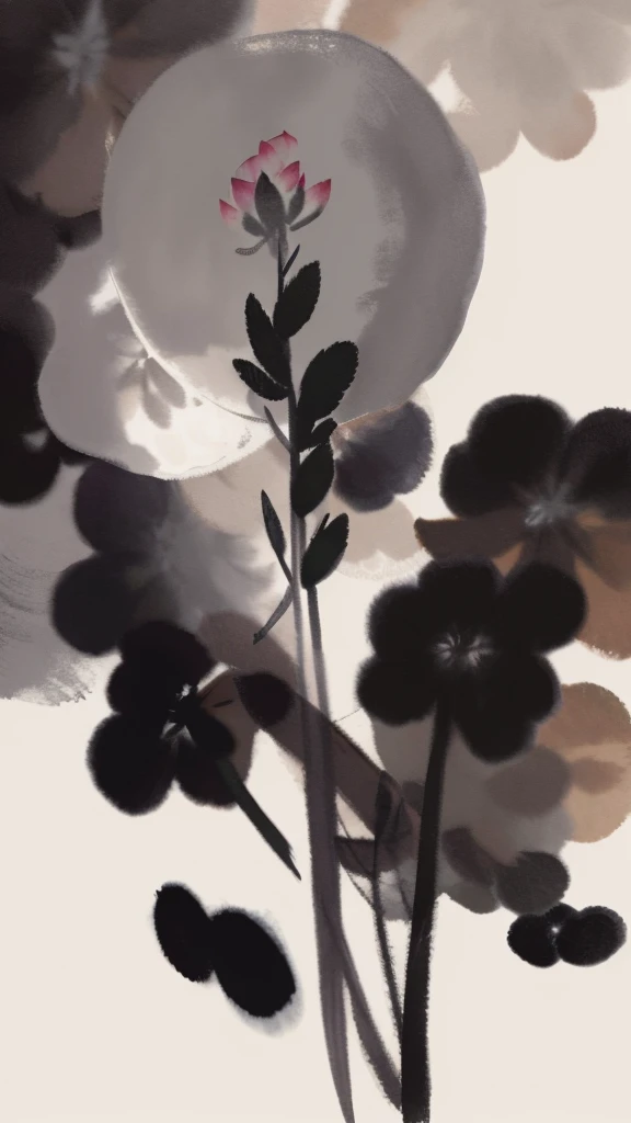 shukezouma, Negative Space, , Bisim , a flower, Traditional Chinese ink painting,