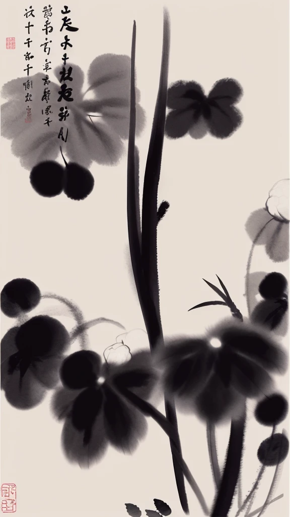 shukezouma, Negative Space, , Bisim , a flower, Traditional Chinese ink painting,