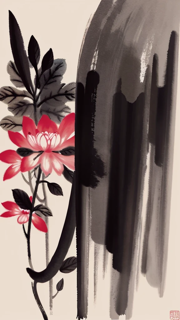 shukezouma, Negative Space, , Bisim , a flower, Traditional Chinese ink painting,