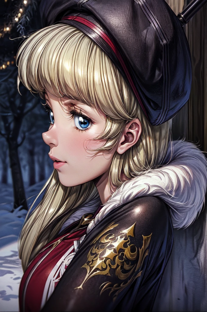 2 girls, sister, older sister and little sister, (masterpiece:1.1), (best quality:1.1), 1girl, Real light and shadow, anime face, 4k, 8k, wallpaper,epic, detail texture, blonde hair, (blue eyes:1.5), ((((blond hair:1.35, long hair)))),intricate eyes,beautiful detailed eyes, (symmetrical eyes,big eyes:1.5,(((lustrous skin:1.5,bright skin: 1.5,skin tanned,shiny skin,very shiny skin,shiny body,plastic glitter skin,exaggerated shiny skin,illuminated skin))),(detailed body,(detailed face)), cute, erotic,daring, (((medieval man armor, fur hat, adventurer man armor,winter coat))),(((intricate outfit,intricate clothes, embroidered outfit,ornate outfit,embroidered clothes,ornate clothing))), (dynamic pose:1.0),happy,smile,(centered,scale to fit dimensions,Rule of thirds), ((snowy pine forest at night)), with dark stormy clouds,winter,scenery:1.25,((snow forest background)),Christmas tree, highres,sharp focus,(ultra detailed,extremely detailed),(photorealistic artwork:1.37),(extremely detailed CG unity 8k wallpaper),(((vibrant colors,vibrant theme))),(intricate),(masterpiece),(best quality), younger sister