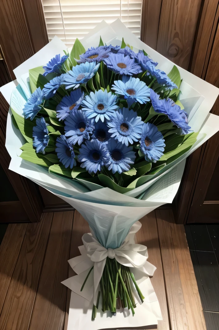 Bouquet of ten blue gerberas 