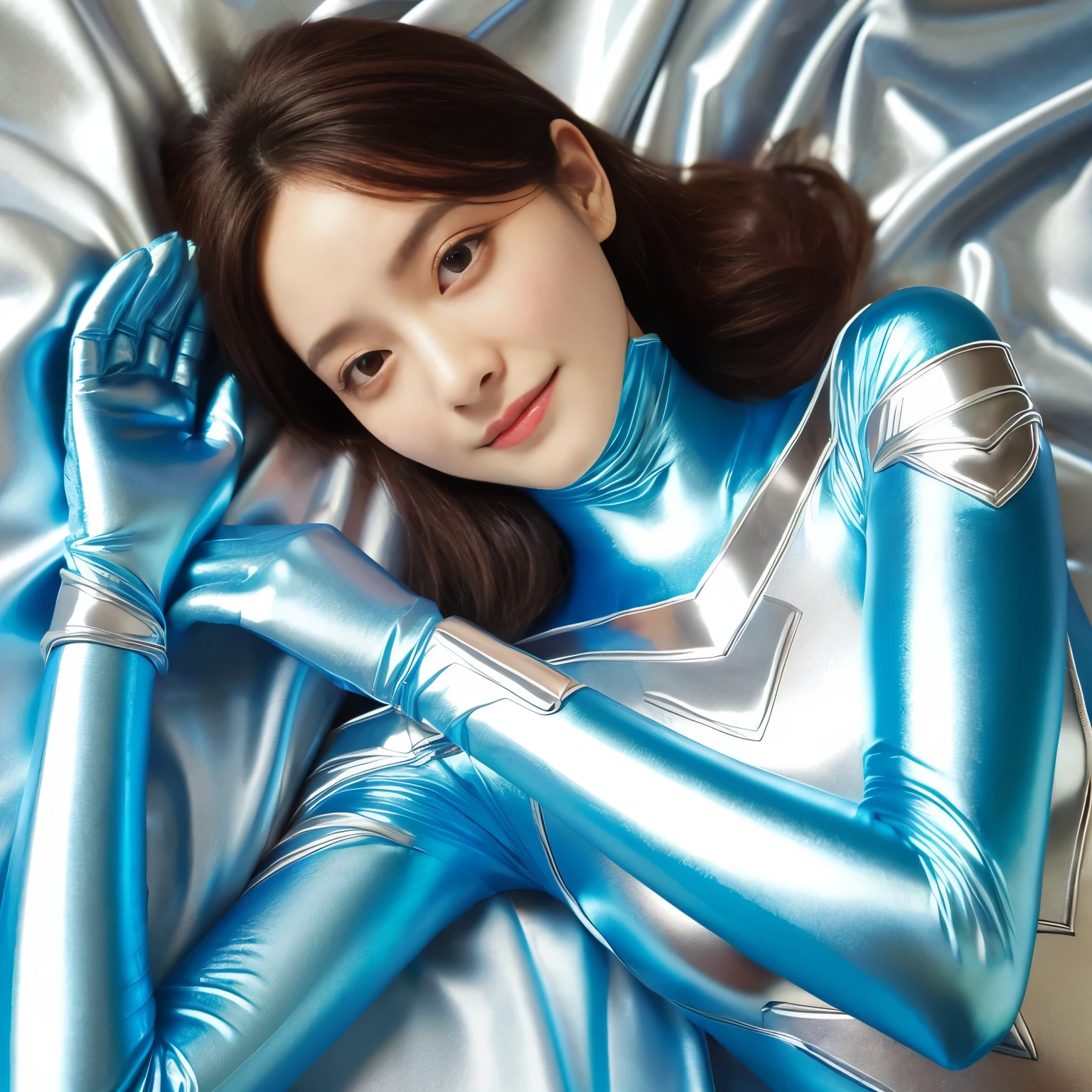 best image quality、Super high resolution、(realism:1.4)、Korean beauty star、The most beautiful KPOP star、horny face、Horny Korean makeup、erotic expression、A body that makes you want to touch it、erotic photos、((Realistic shiny satin fabric texture、High-gloss stretch satin fabric that is smooth and smooth to the touch.、The drape of the curved part of the shiny satin fabric、strong shiny costume、The smooth and beautiful quality and luster of the costumes、A shiny costume made of high-quality satin fabric with high density.、Smooth to the touch oil light liang ultra-class battleship skin coat COS、Super SentaiWomen&HeroineSuit、Texture of costumes that satin fetishists respond to、Thin, glossy stretch satin fabric)),8K photo quality