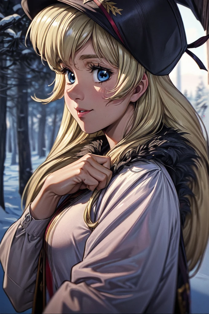 2 girls, sister, older sister and little sister, (masterpiece:1.1), (best quality:1.1), 1girl, Real light and shadow, anime face, 4k, 8k, wallpaper,epic, detail texture, blonde hair, (blue eyes:1.5), ((((blond hair:1.35, long hair)))),intricate eyes,beautiful detailed eyes, (symmetrical eyes,big eyes:1.5,(((lustrous skin:1.5,bright skin: 1.5,skin tanned,shiny skin,very shiny skin,shiny body,plastic glitter skin,exaggerated shiny skin,illuminated skin))),(detailed body,(detailed face)), cute, erotic,daring, (((medieval man armor, fur hat, adventurer man armor,winter coat))),(((intricate outfit,intricate clothes, embroidered outfit,ornate outfit,embroidered clothes,ornate clothing))), (dynamic pose:1.0),happy,smile,(centered,scale to fit dimensions,Rule of thirds), ((snowy pine forest at night)), with dark stormy clouds,winter,scenery:1.25,((snow forest background)),Christmas tree, highres,sharp focus,(ultra detailed,extremely detailed),(photorealistic artwork:1.37),(extremely detailed CG unity 8k wallpaper),(((vibrant colors,vibrant theme))),(intricate),(masterpiece),(best quality), younger sister