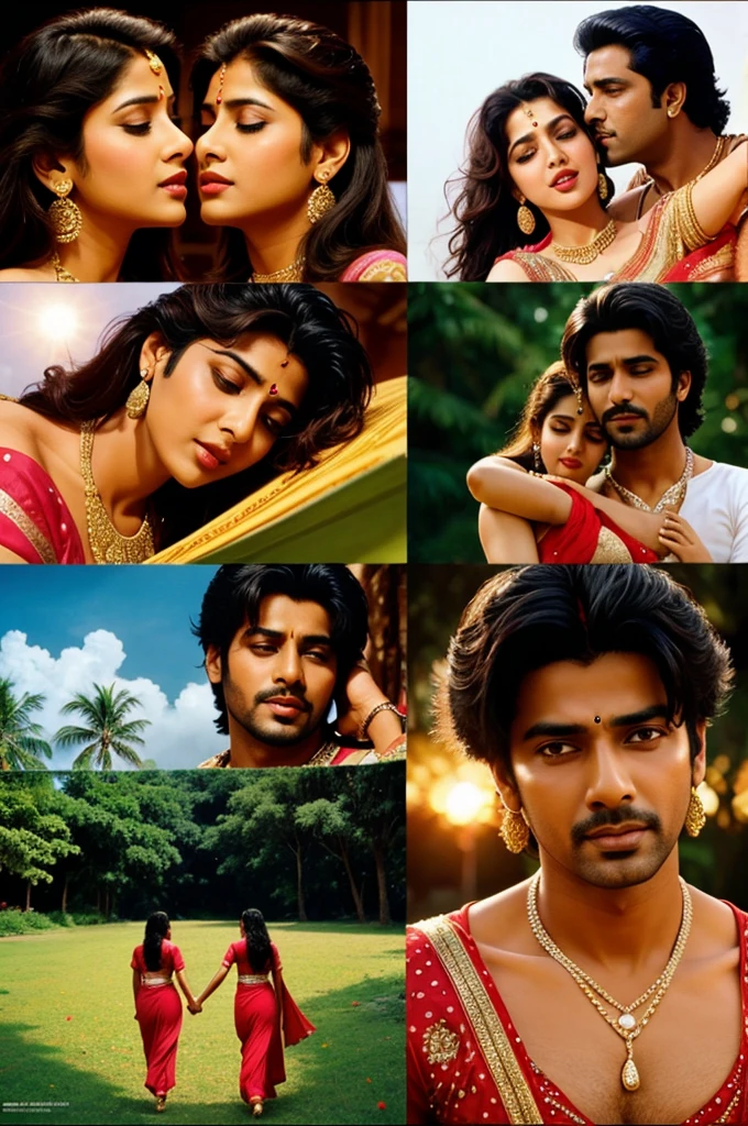 Create colage images of 90s bollywood romantic songs #srk #salman #imran