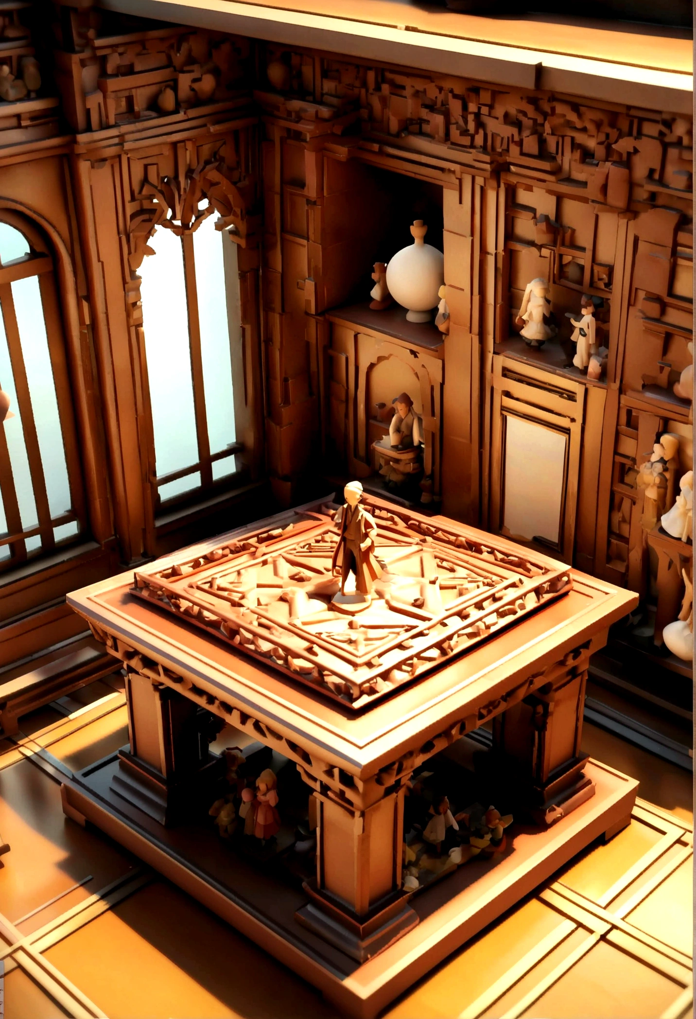(best quality,4K,8K,high resolution,On the table:1.2),。.。.。.3d,pink pattern　Furnished Micro Bedroom, Detailed interior,Miniature sculpture,terracotta,Anime Aesthetics,Unbelievably beautiful,precise,Detailed architectural drawings,retro charm,Soft edges,Super detailed illustration style,Star Art Troupe(Star),Romantic nostalgia,terracotta,Voxel Art,striking,Soft shadows,Yue Xiaofei style,Use outlets,like a storybook,Cheng Yanjun&#39;grace