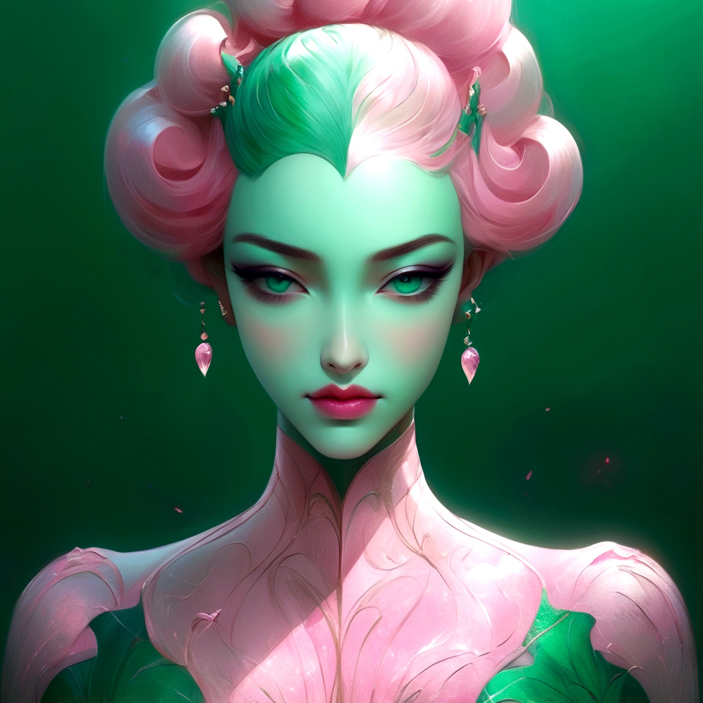 sad,Delicate face,close up,cartoon,wallpaper,cartoon背景,New popular sensitive style,Deep emerald and pink,Sensitive Stillness,80's,Whiplash Curve,Timeless beauty,Directional posture