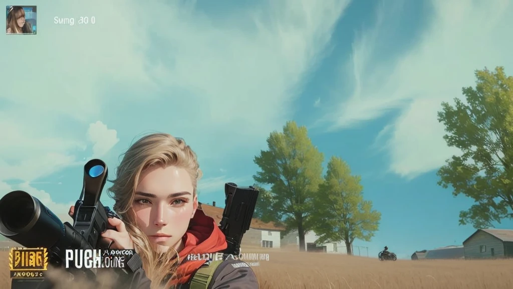 A closeup of a person holding a gun in a field