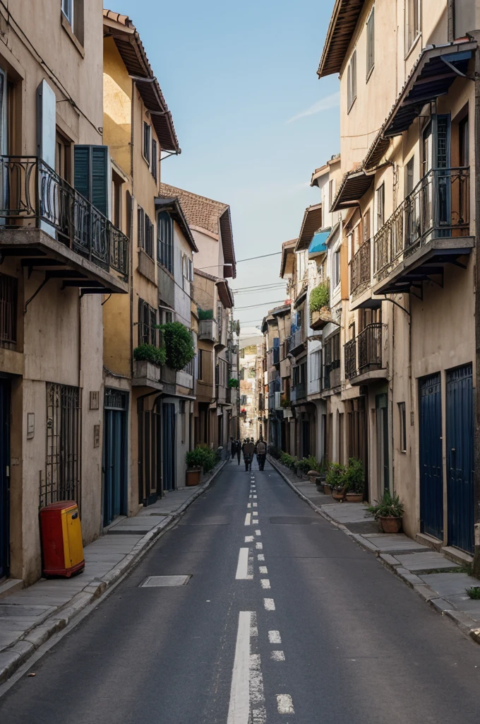 "An image depicting a scene where countless homes stand in neat rows, stretching endlessly into the distance. In between them, there is a narrow road, bustling with activity, as people navigate their daily lives amidst this densely packed neighborhood."