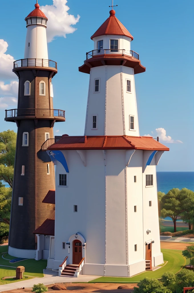 Sure, I can help create a simple logo based on the description provided. Let's start by combining a stylized lighthouse image with the company details:

Lighthouse Design: A simple, clean lighthouse illustration.
Company Name: "Brown Point Facility Management Solutions, LLC."
Address: 614 George Washington Hwy, Lincoln, RI 02865-4271.
Contact Information: (401) 288-6647 and BrownPoint.com.