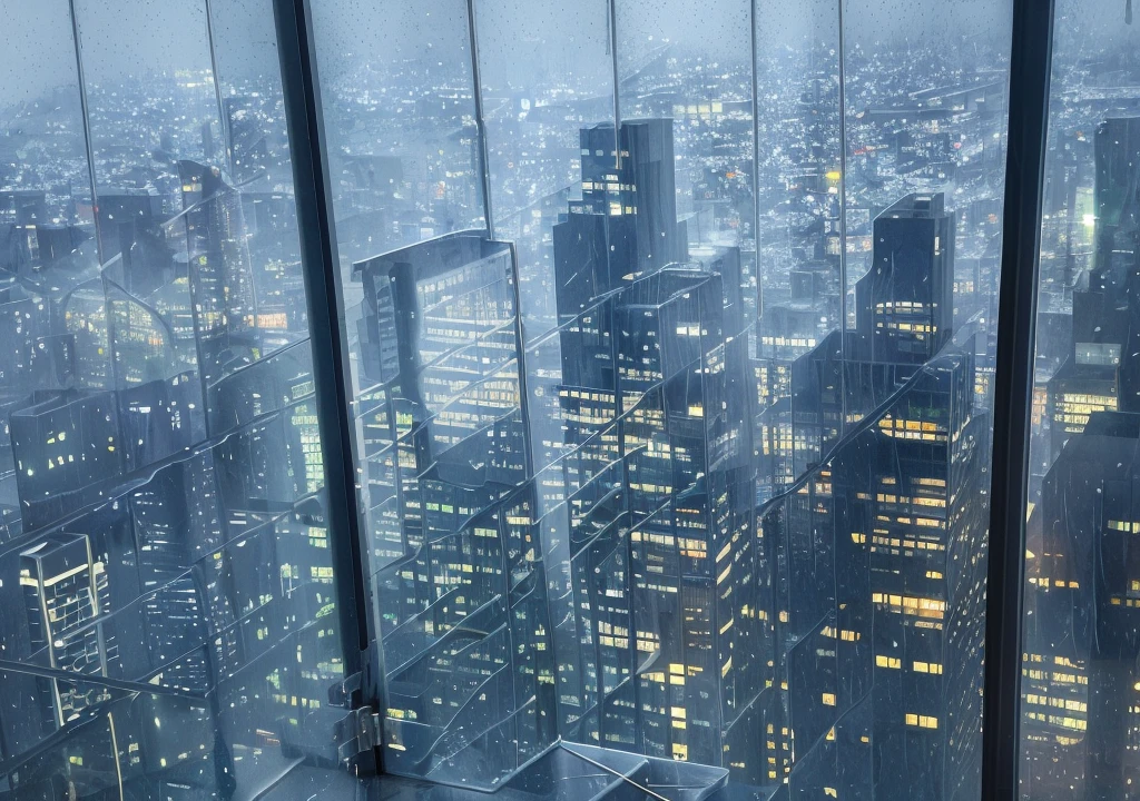 Wet day，Raindrops，Looking out at the city lights through the glass，Depth of written boundary，[Ray Tracing:3]