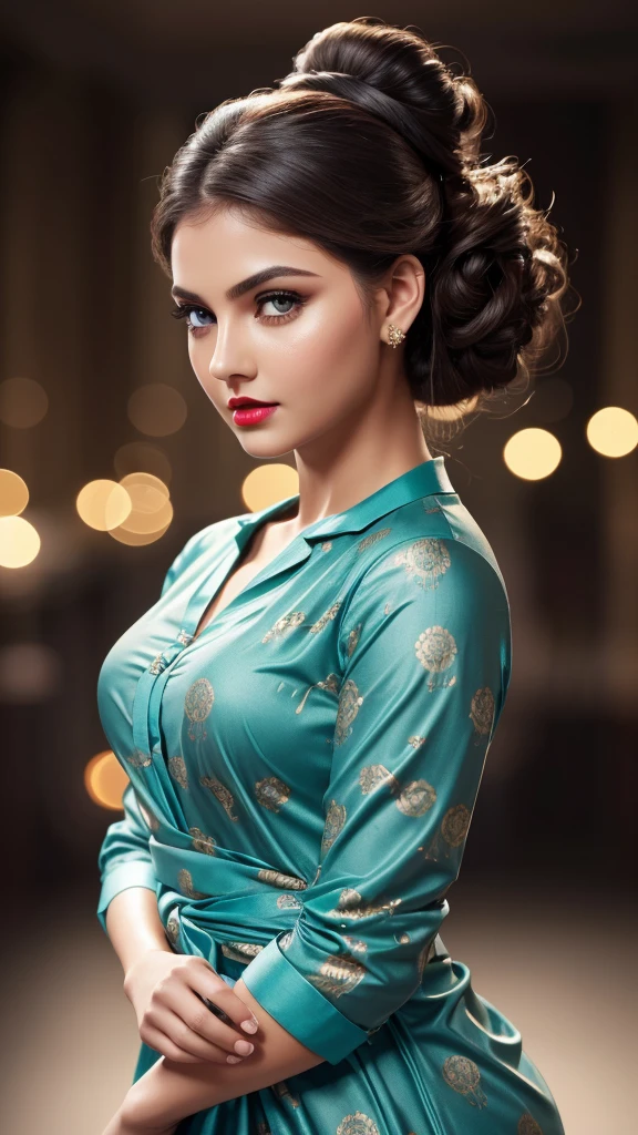 (best quality,hd quality,highres) (animated avatar:1.1,figure:1.1) A stunning animated avatar of her comes to life in high resolution. She has a captivating figure with graceful movements.
(outfit) She is dressed in a fashionable outfit, showcasing her unique style. The clothing is carefully designed with attention to detail, highlighting her individuality.
(lighting) The lighting in the scene is soft and warm, enhancing the overall atmosphere. It creates a gentle glow that illuminates her features, adding depth and dimension to the image.
(personality) Her personality shines through her expressive eyes and vibrant smile. She exudes confidence and charisma, making her presence captivating and enigmatic.
(dress) Her dress flows gracefully, accentuating her every move. The fabric has a beautiful texture, with intricate patterns and exquisite craftsmanship.
(photoshoot) The scene resembles a professional photoshoot, with a seamless backdrop and professional equipment. The focus is on capturing her beauty and charm.
(vivid colors) The colors in the image are vibrant and rich, adding vibrancy and liveliness to the overall composition. They create a visual feast for the eyes, showcasing the dynamic nature of her character.
(bokeh) The background has a beautiful bokeh effect, with softly blurred lights that add a dreamy and enchanting atmosphere to the image.
(portraits) The image is created in the style of portraits, emphasizing the subject and capturing their essence in a timeless manner.