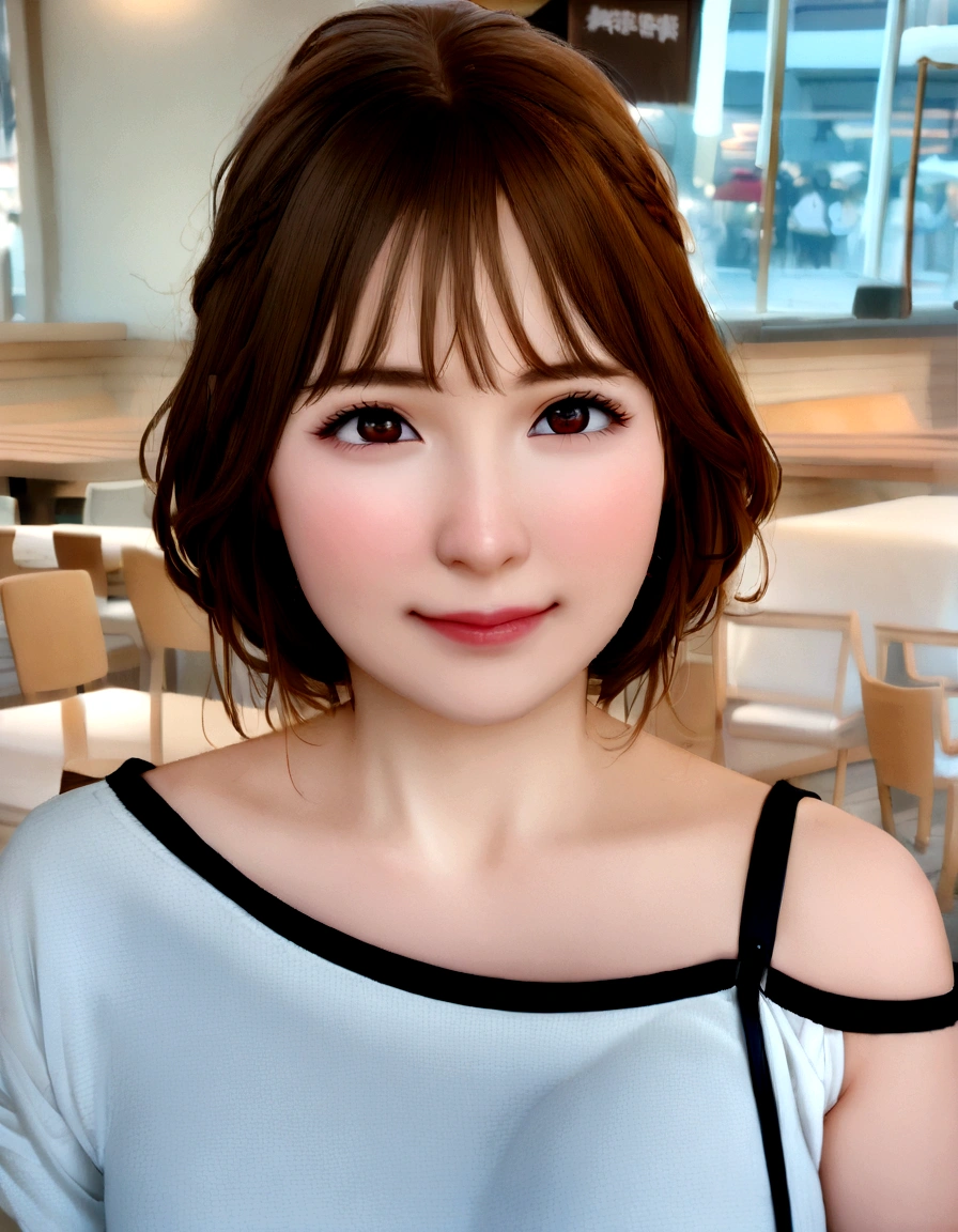 (8K、RAW Photos、Highest quality、Masterpiece:1.2)、Super detailed、Super Resolution、(Real、Real写真:1.37)、Portrait、High-definition RAW color photos、Professional Photography、Very detailedで美Shii、Very detailed、8Kの壁紙、Amazing details、Huge file sizes、Official Art、Very detailedなCG Unity 8K壁紙、Very detailedな美少女、Very detailedな顔、Very detailedな目、Very detailedな肌、Very detailedな指、Very detailedな鼻、Very detailedな詳細な口、Perfect Anatomy、Very detailedな背景、Very detailedな衣服、1 girl、(18:1.2)、Ten generations、cute女の子、Famous Japanese Idols、cute、Realなボデtite、White skin、Glowing Skin、Slim body、Handsome body、Brown Hair、Short curly hair、(Blunt Bangs:1)、smile、cute、like々Shii、cute顔、Realな顔、Delicate eyes、Drooping eyes、White T-shirt、skirt、Earrings、looking at the camera、Cowboy Shot、Front facing、Standing posture、Contrapposto, High Street, public, Dynamic Lighting,