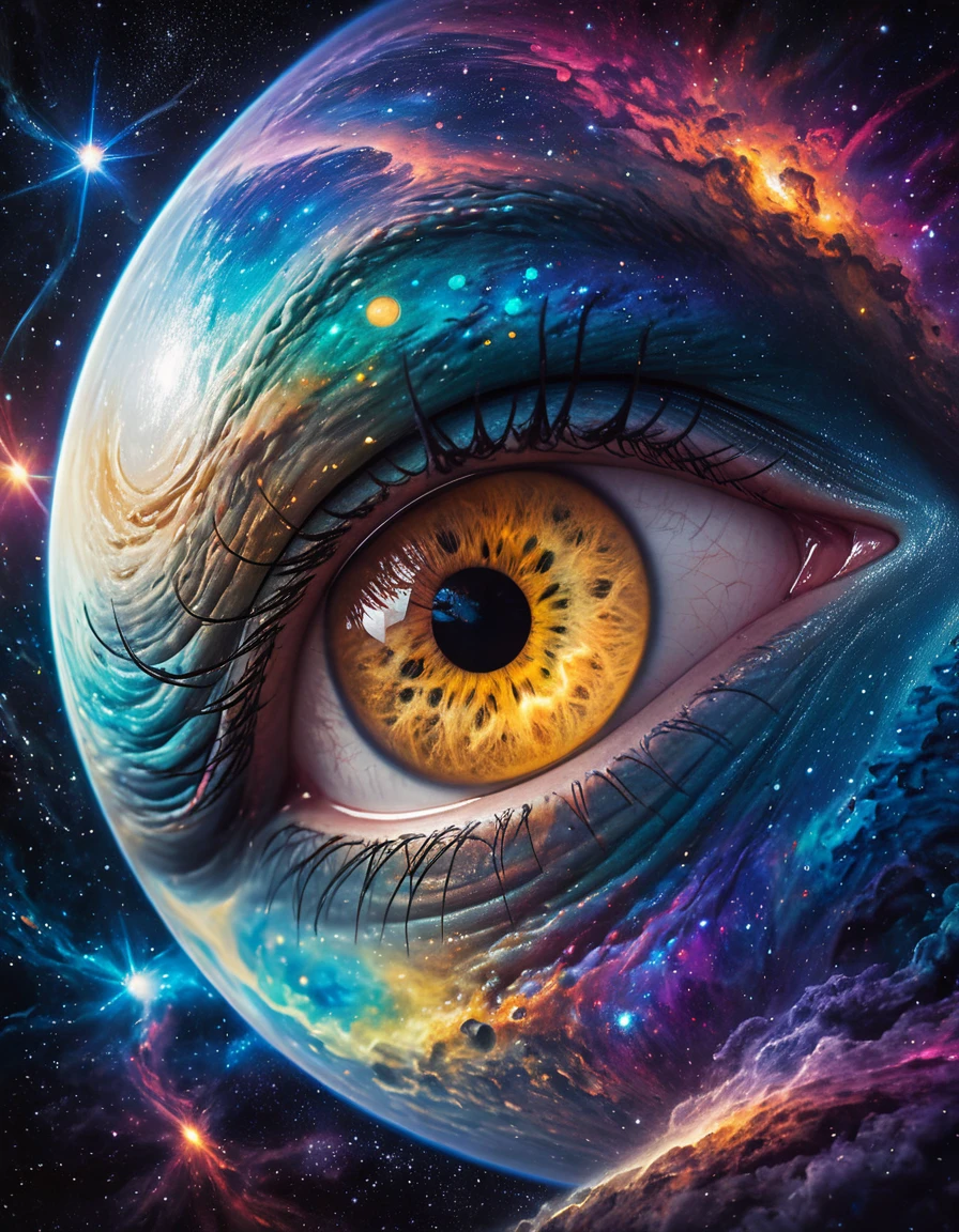 (Best quality,ultra detailed,realistic:1.37), Extraterrestrial life forms, Glowing unearthly eyes, Complex alien characteristics, bright colors, sky background, space atmosphere, mystical aura, otherworldly presence, starry sky, Shining Celestial Bodies, Interstellar beauty, Mesmerizing light patterns, Surrealist composition, otherworldly shine.