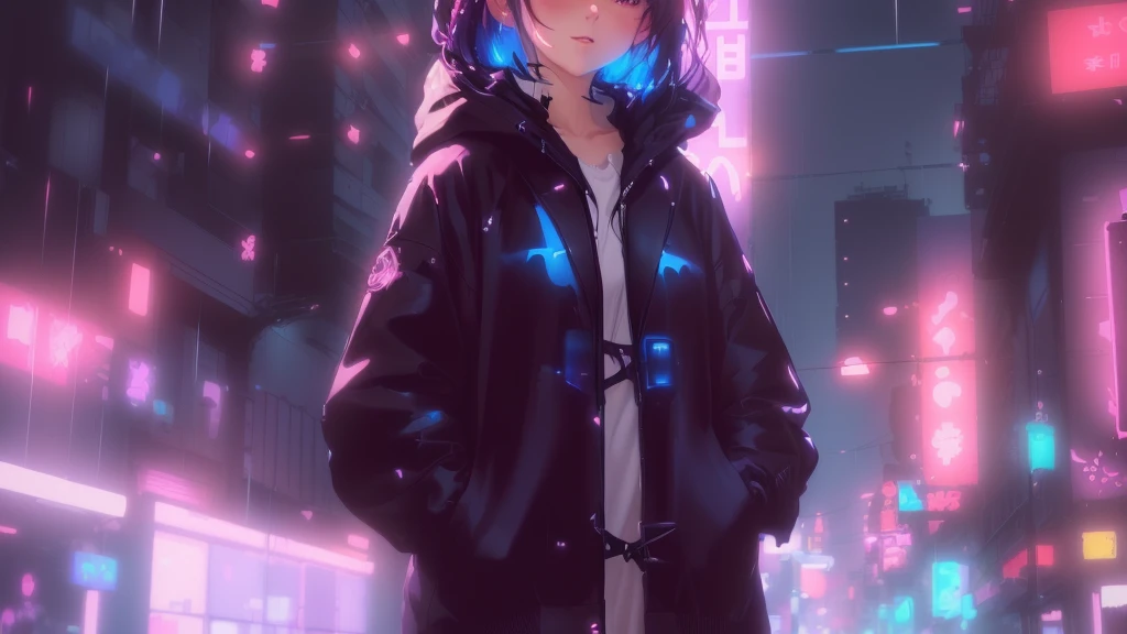 Anime girl in the house in the rain at night, 4k anime wallpaper, Anime Style 4 k, アニメアート壁紙 8K, anime wallpaper 4k, anime art wallpaper 4k, anime art wallpaper 4k, anime wallpaper 4k, Best anime 4k konachan wallpaper, Cyberpunk anime girl in a hoodie, Anime Style. 8K, Digital Cyberpunk Anime Art