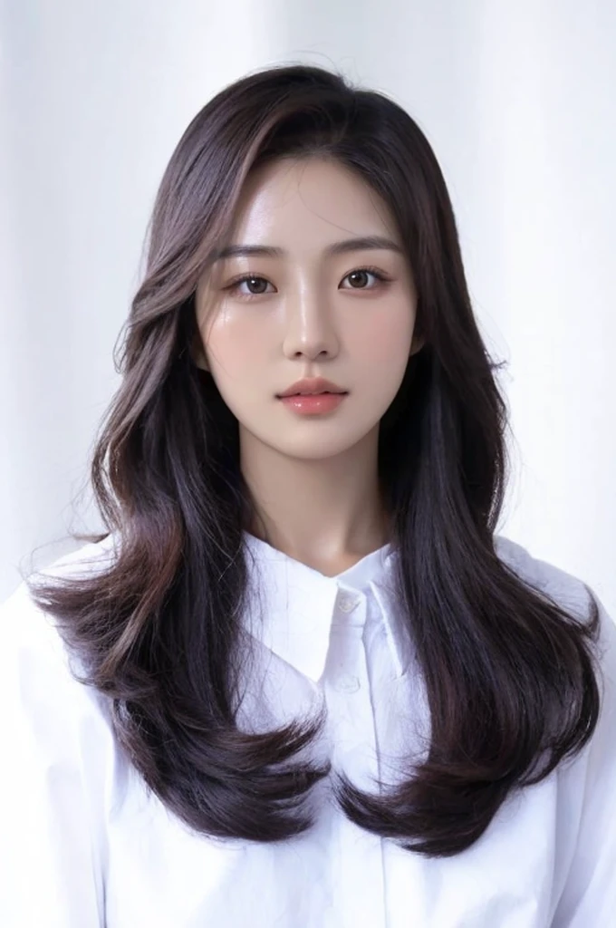 Best Quality, 8k, Masterpiece, (Portrait: 1.3), (photo realistic:1.4), (hyper realistic:1.4), Sharp Focus, looking at viewer, (smoother lighting:1.1), (increase cinematic lighting quality:0.9), realistic lighting, backlighting, light on face, ray trace, (brightening light:1.2), (Increase quality:1.4), sharp detail, (best quality real texture skin:1.4), finely detailed eyes, black_eyes, finely detailed face, 25 year old Korean woman