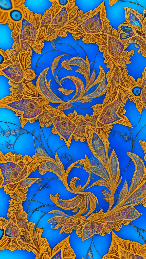 a beautiful detailed blue rose, seamless fractal pattern, 8k, photorealistic, extremely detailed, hyper realistic, soft lighting, vibrant colors, natural lighting, 3d render, intricate details, high definition, masterpiece, delicate, elegant, stunning, ethereal, mystical--tile