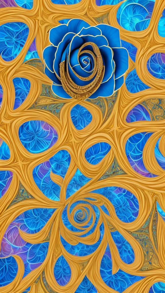 a beautiful detailed blue rose, seamless fractal pattern, 8k, photorealistic, extremely detailed, hyper realistic, soft lighting, vibrant colors, natural lighting, 3d render, intricate details, high definition, masterpiece, delicate, elegant, stunning, ethereal, mystical--tile