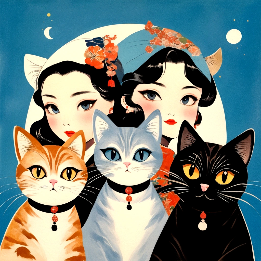 Retro,Retro港风,Cat's Eye Sisters Style,Shot at 70mm,Oi Kitaichi,Hojoji style,Chiaroscuro portrait,Qian Xuan,Beauty,Light bronze and deep black,Blue Background