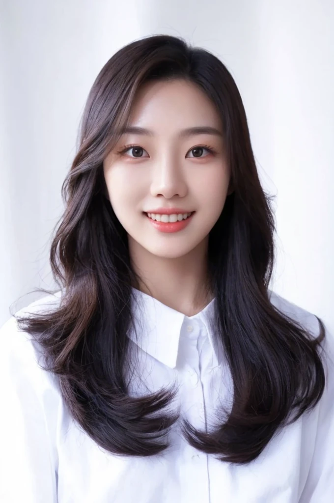 Best Quality, 8k, Masterpiece, (Portrait: 1.3), (photo realistic:1.4), (hyper realistic:1.4), Sharp Focus, looking at viewer, (smoother lighting:1.1), (increase cinematic lighting quality:0.9), realistic lighting, backlighting, light on face, ray trace, (brightening light:1.2), (Increase quality:1.4), sharp detail, (best quality real texture skin:1.4), finely detailed eyes, black_eyes, finely detailed face, 25 year old Korean woman, reality human