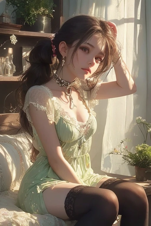 (best quality,masterpiece,ultra highres,photorealistic:1.4),raw beautiful woman, green eyes, Caucasian,off shoulder,cinematic lighting,portraits,detailed eyes lush, green garden,soft sunlight,golden hour,warm color palette,vibrant colors,subtle shadows,graceful pose,flowing hair,perfect complexion,expressive lips,tall grass,whimsical atmosphere,ethereal beauty,serene mood,gentle breeze,delicate flowers,peaceful setting,romantic ambiance,expressive gaze,fine details,dreamy backdrop,subtle backlighting,feminine elegance,harmonious composition,impeccable lighting balance,majestic atmosphere,stylish fashion,knee-length dress,graceful movements,carefully blended colors,luminous skin,soft focus,enchanted garden scenery,serenity,serene daydreams,colored bokeh,magical softness,wistful expression,timeless elegance