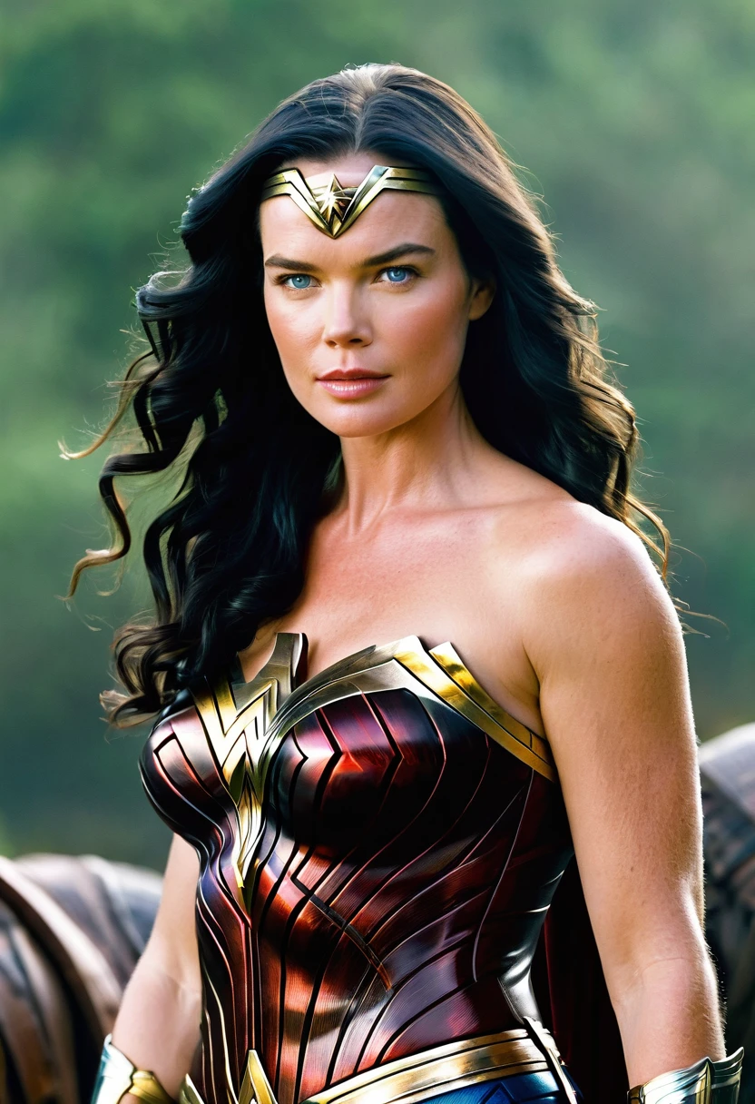 ebecca Romijn(((long black hair)))under the mantle of the Amazon warrior Wonder Woman Diaema Wonder Woman frontal images color images Splash))),(((Rebecca Romijn))),(((black hair Largo))),(((black hair))),(((Diaema Wonder Woman)))