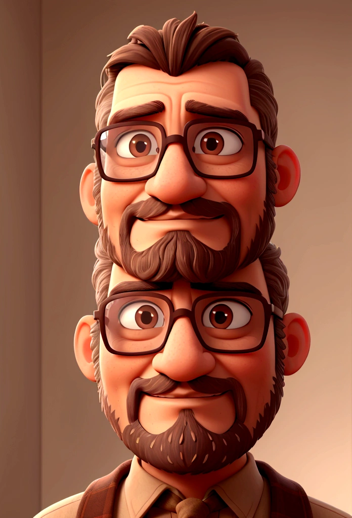 light brown man, greybeard, large rectangular glasses with translucent frames, eyes browns, imagem alta qualidade