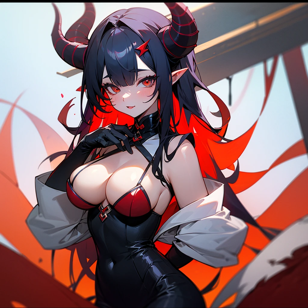 Sexy Devil Girl。Has large ram-like horns on his head。