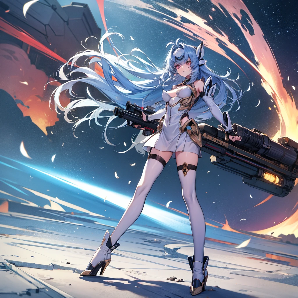 beautiful girl　Hold the Gatling Gun