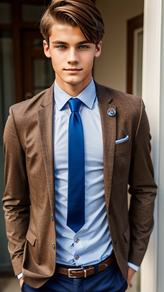 19 year old male wearing tie and lomg sleveed button up with buttoned closed blazer
4K HIGH REZ
Physical Description: Brown colored hair and skinny build. 5"5 and 150 LB. Blue eyes.
.