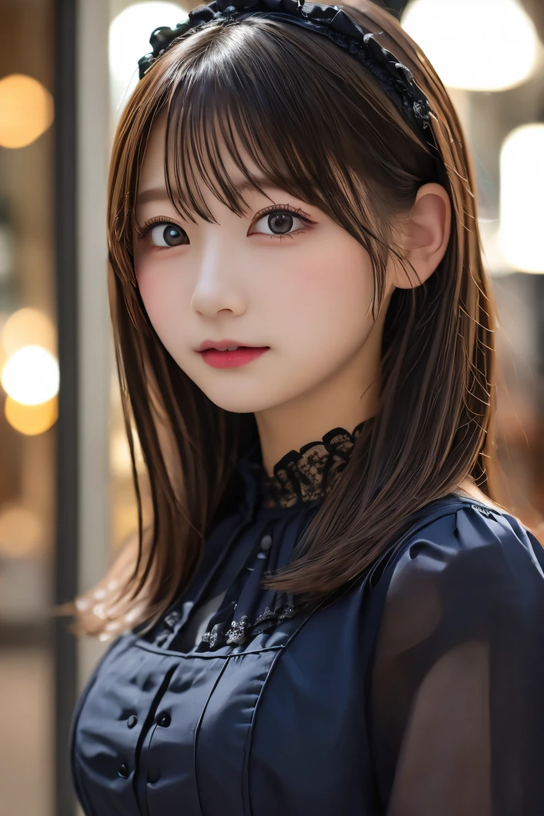 Highest quality、（beautiful）、Precision Eyes、Fine skin、Brown eyes、24-year-old female、Brown Hair、looking at the camera、Hair tied up on top of the head、Gal、yukata、night、festival、stall、Larger breasts