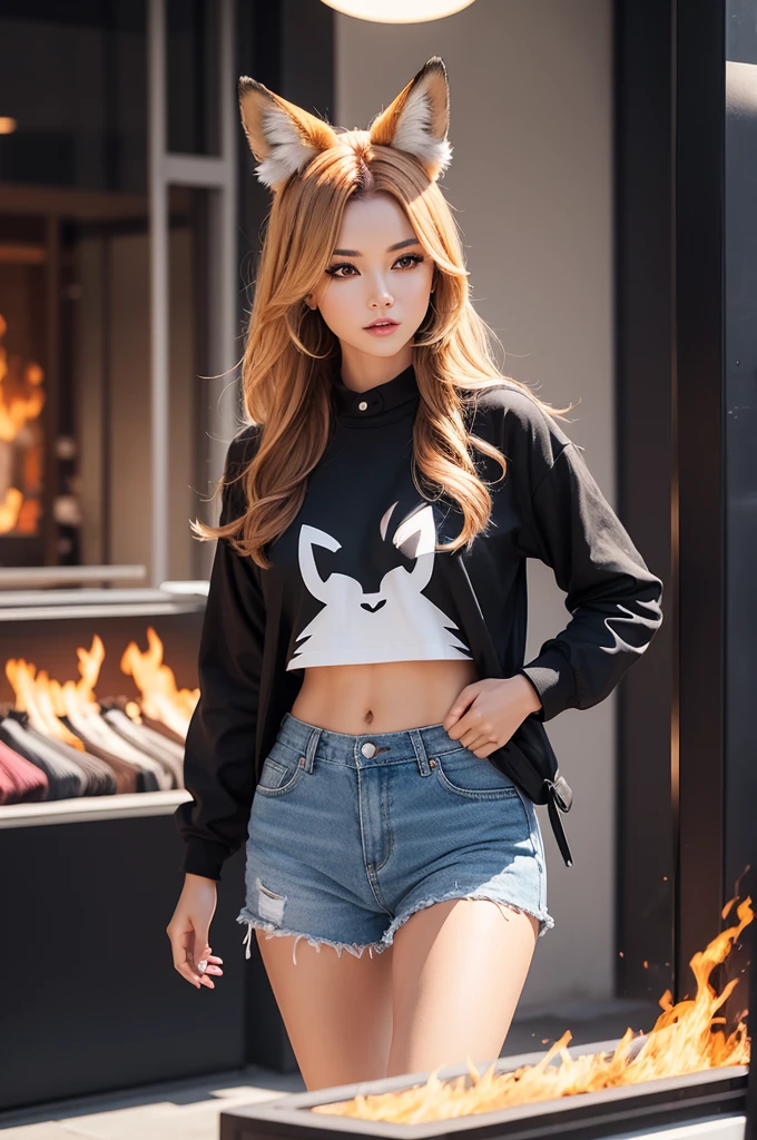 Create modern logos for a clothing store called "on fire fashion" a stylish fox appearing.
Make sure the name "on fire" It is visible on the fox&#39;s coat in a modern way. Also include some elements that represent the differentiated brand. 

