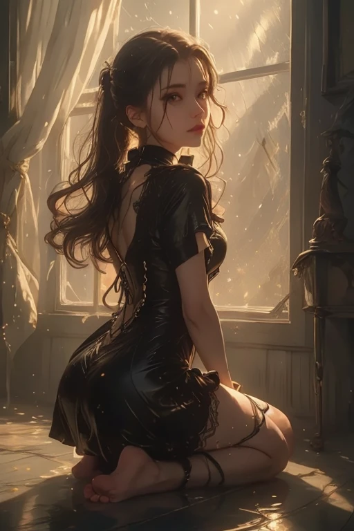 Big eyes、Black Room、Stained Glass Windows、Vase with roses、Lace curtains、夜中
The whole body is wet、An excited look、Dark Gothic Makeup、Dark Metal、Large margins、Patchy duplex、Eyes prone to black eyes、Long eyelashes、cute、
room made of stone girl、Gothic dress with collar、Knee-high socks、Twin tail hair、Beautiful and detailed eyes、Beautiful and detailed lips、High resolutionの顔、Long eyelashes、Cinematic composition、(Highest quality)、4K、8K、High resolution、masterpiece:1.2)、Super fine、sitting、Bold Pose、Moisturized skin、Sweaty、barefoot、Trance、Embarrassing、Masochistic、Blushing、Embarrassed、Trance expression、look back、Protruding buttocks、Distorted facial expressions、Flowing Tears、Soaking wet。Twin tail hair、Chained