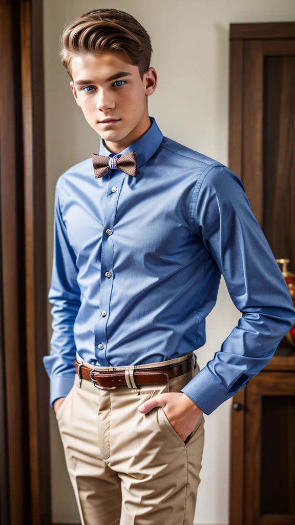 19 year old male wearing bow tie and lomg sleveed button up with belt and tucked in
4K HIGH REZ
Physical Description: Brown colored hair and skinny build. 5"5 and 150 LB. Blue eyes.
.