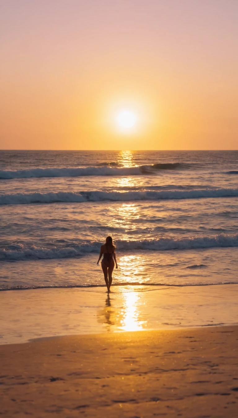 cpchann on a beach, super quality, 4K, filmed by camera, sunset, cinematic photos