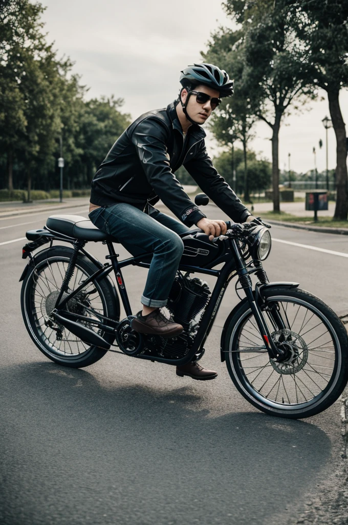 Create a stylish boy picture with bike