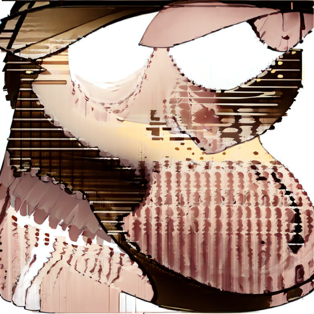 has blonde hair, with some brown highlights, besides wearing a pink vintage dress, and carries a bag with several explosives and a pink umbrella. wear a pink skirt, and a pink heel, besides wearing a lot of makeup, besides having a very mischievous smile