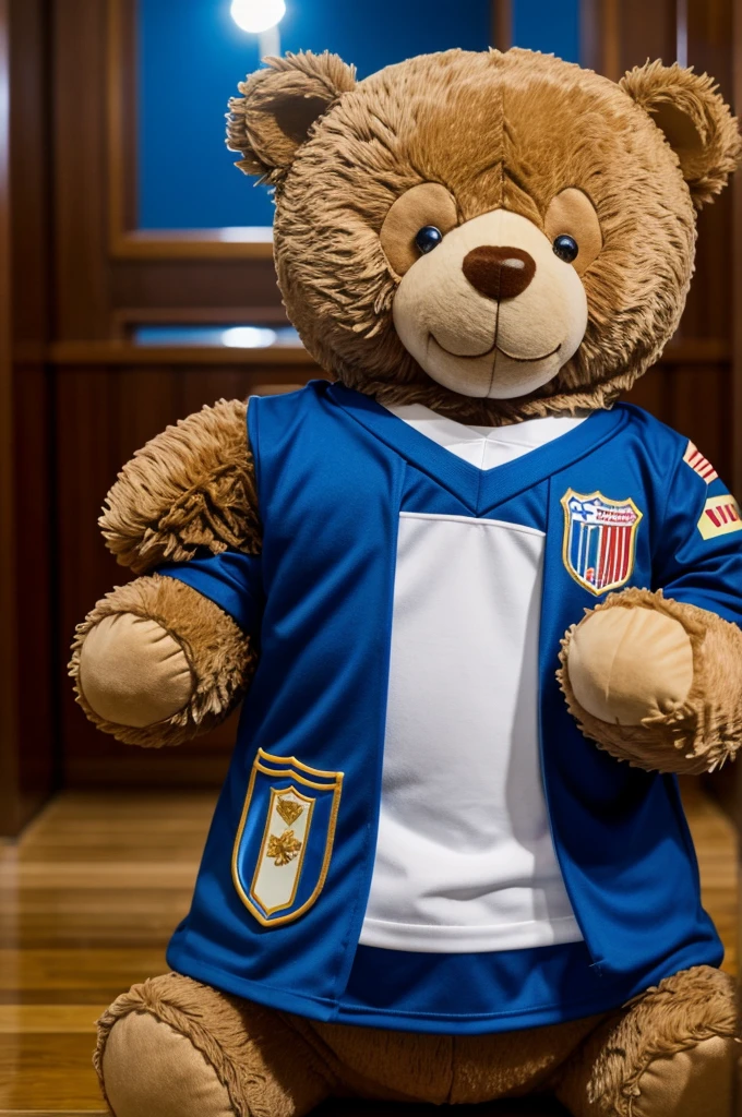 A teddy bear with the América club uniform 