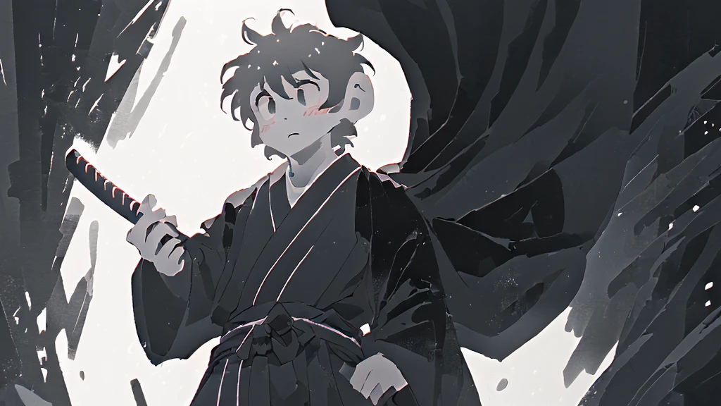 ((masterpiece, high quality, best quality, 8k, high resolution)), solo, ((monkey)), {{monkey tail back}}, ((detailed eyes, black eyes, looking away)), ((very surprised)), ((old samurai suit, old samurai pants, katana in hand)), (upper body), (standing), grainy footage, very grainy image, vhs screencap, grainy picture, old footage, disney, Detailed drawing, ((white background, simple background)), ((((Saru to kani Gassen anime style)))), (((monochrome color, grayscale))), old animation 1917, VHS, Noise, (anime 1917 style), (old anime style).