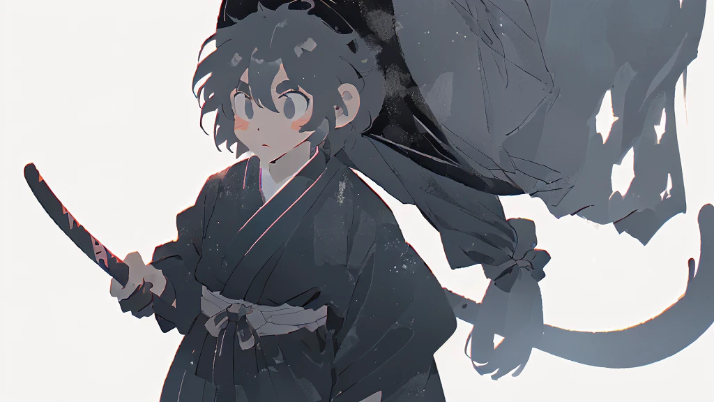 ((masterpiece, high quality, best quality, 8k, high resolution)), solo, ((monkey)), {{monkey tail back}}, ((detailed eyes, black eyes, looking away)), ((very surprised)), ((old samurai suit, old samurai pants, katana in hand)), (upper body), (standing), grainy footage, very grainy image, vhs screencap, grainy picture, old footage, disney, Detailed drawing, ((white background, simple background)), ((((Saru to kani Gassen anime style)))), (((monochrome color, grayscale))), old animation 1917, VHS, Noise, (anime 1917 style), (old anime style).
