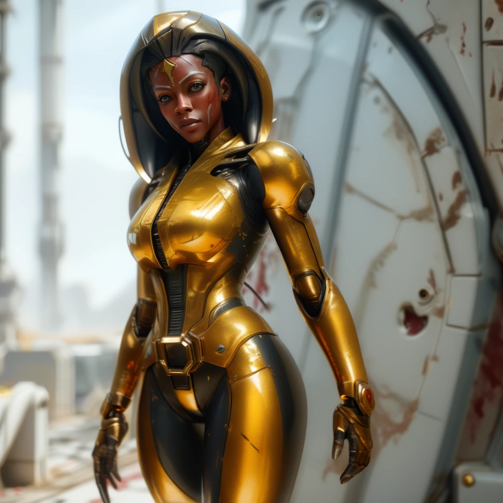 1 girl, solo, (look at viewer), ((Best quality)), ((masterpiece)), (detailed:1.4), ((upper body)), 3D, an image of a beautiful cyberpunk female,HDR (High Dynamic Range), Ray Tracing,NVIDIA RTX,Super-Resolution,Unreal 5,Subsurface scattering,PBR Texturing,Post-processing,Anisotropic Filtering,Depth-of-field,Maximum clarity and sharpness,Multi-layered textures,Albedo and Specular maps,Surface shading,Accurate simulation of light-material interaction,Perfect proportions,Octane Render,Two-tone lighting,Wide aperture,Low ISO,White balance,Rule of thirds,8K RAW, (((blood eyes))), , mechanical parts ahsoka, (dark skin:1.2), blood eyes, , medium breasts, bloodgold/black bodysuit, belt, (( bloodgold amor)) joints, body suit
