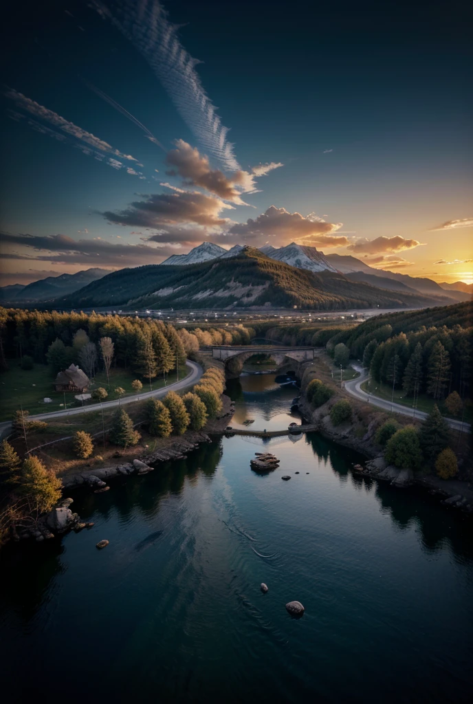 photorealistic landscape, natural landscape, naturey, Beleza Da naturey, Golden Sunset, Sky, Sky Power, Detailed Realistic Sunset, Cedars, Cedar, God's City, Heavens Realm, mountainscape, Great Mountain, Detailed Realistic Mountain, Heavenly Mountain, rivers of water, Sunset realism, Árvores naturey, Alone Men, man on his back, Man's Back, panorama, Alpha Male, Path to Heaven, heavenly, Detailed Realistic Image 8K, 16K Photorealistic Contrast, 8K Photorealistic Sharpness, 4K Photorealistic Cores, 16K Photorealistic Shadows, 8K Photorealistic Textures, 16K Photorealistic Texture, 4K Photorealistic Light, 4K PhotoRealism, FullHD 4K Detailed Contrast, detailed sharpness FullHD 8K, detailed sharpness FullHD 4K, detailed sharpness, 2K Detailed Colors, lifelike colors, FullHD Detailed Shadows, 4K Detailed Textures, detailed texture, padoru, Natural Beauty, chic