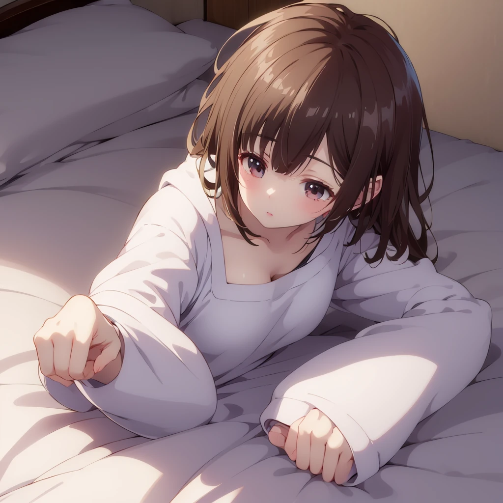 ((masterpiece)), ((Best Quality)), (Ultra-detailed), Anime style, Cute , 1girl in, Solo, 8k, lying on the bed , no pant, no bra