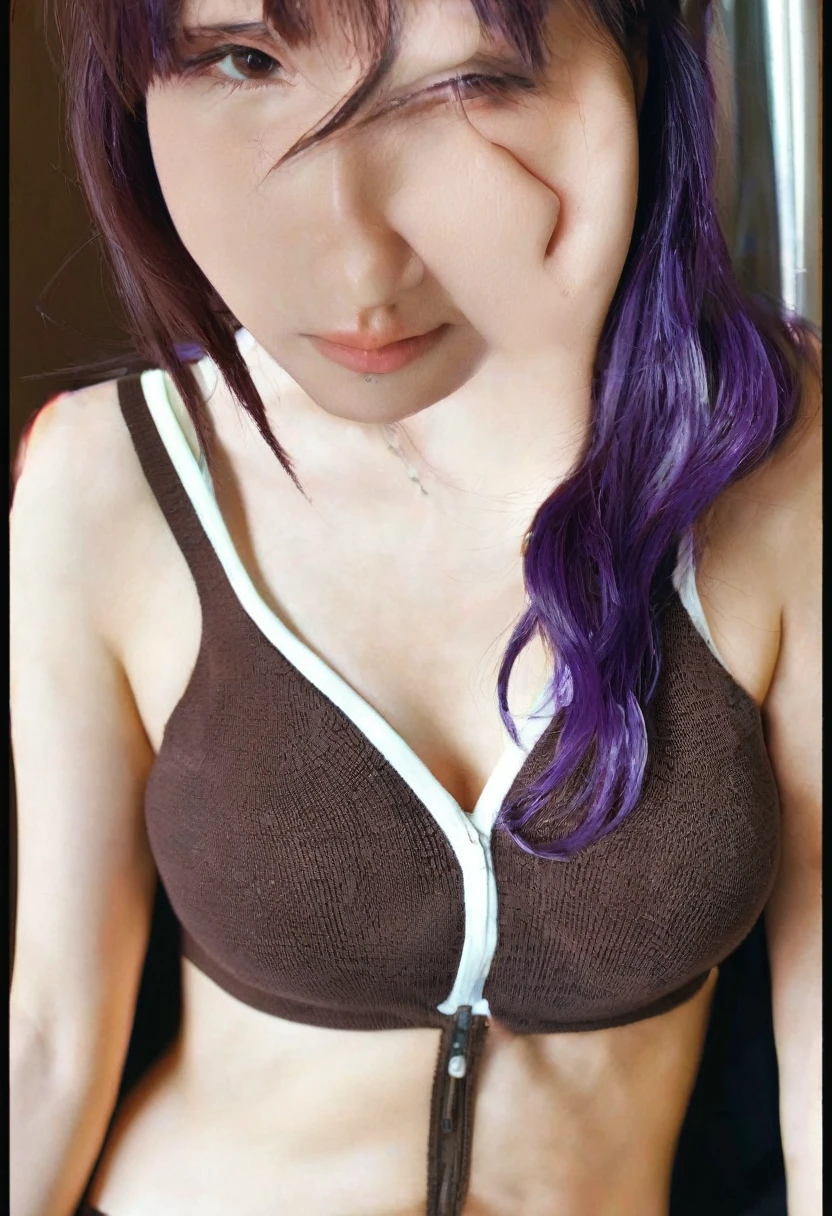 (high resolution,detailed, raw photo,Very realistic,8k),(Masterpiece: 1.3),((high resolution,detailed, raw photo,Very realistic,8k),(Misato Katsuragi),(highly detailed symmetrical attractive face),(purple hair,detailed hair),(seductive smile),(looking at the camera),(brown eyes,detailed eyes),(high detailed skin, skin pores),(seductive pose), (full body view,uncovered,unclothed)