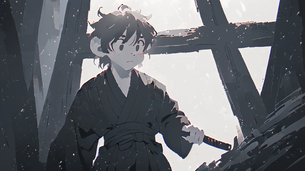 ((masterpiece, high quality, best quality, 8k, high resolution)), solo, ((monkey)), {{monkey tail back}}, ((detailed eyes, black eyes, looking away)), ((very surprised)), ((old samurai suit, old samurai pants, katana in hand)), (upper body), (standing), grainy footage, very grainy image, vhs screencap, grainy picture, old footage, disney, Detailed drawing, ((white background, simple background)), ((((Saru to kani Gassen anime style)))), (((monochrome color, grayscale))), old animation 1917, VHS, Noise, (anime 1917 style), (old anime style).