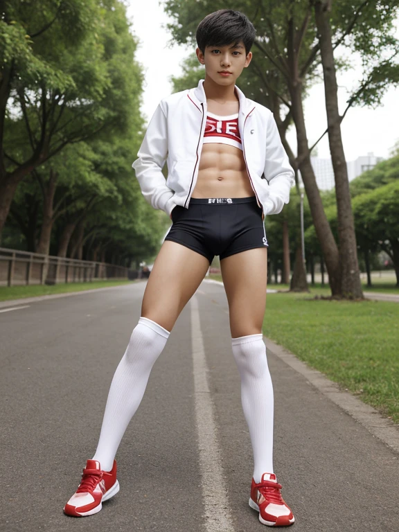 teenagers , young , light-skin , wearing an dark red sexy underwear, tmasterpiece,k hd,the feet,Transparent sports vest,semi transparent,black long socks,The barefoot , red colour , handsome and cute , extreme cute boy , white skin , dark red underwear boxers shorts , extremely tall and cute boy ,oppa model , handsome model , full body , dark red boxers underwears short shorts , black socks , white light-skin , Chinese model , young boy , white skin , handsome and extremely cute , red boxers underwear shorts , long black socks , handsome model , at the park , jogging , model oppa , long legs , jogging , running , high knee black socks ,black long socks , stand up , extremely tall , extremely high , red underwears , red sports underwear , long black socks , clean and white legs , Chinese model , extremely long legs , looking at the camera , clean and white thigh , heavy bulge , kid face , baby face , wearing jacket , red underwears boxers , light and white skin , Chinese model , strike a pose , sexy pose , flexing pose , show off his handsome pose , size different , height different , tallest boy in the world , height comparison with other boy