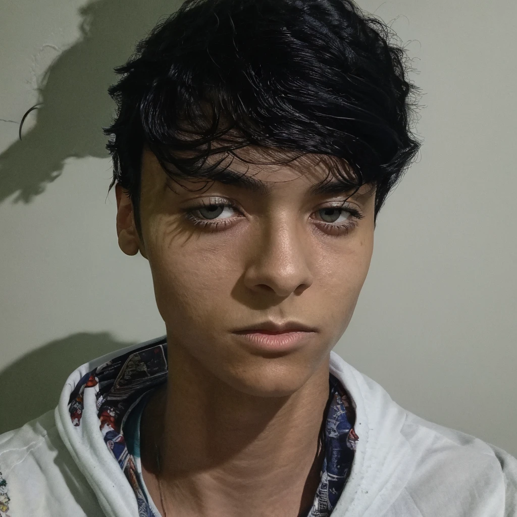 cpchann in the farm, (((Best quality))), High detail, profondeur de champ, Foyer: 1.2, 10-year-old post-apocalyptic boy, tired eyes, Yeux fins, Grands yeux, pyjama, Hair is neglected and matted, La peau est clair, Chambre sombre avec une long couloir derrier, The detailed face and eyes are sad and scared, ((Masterpiece)), (photo realist:1.5), (((high resolution illustration))), (((Extremely detailed))), ombres dramatiques, cinematic