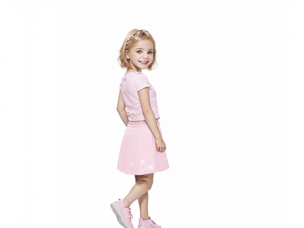 one,5--old l,6-year-olrl,(f chest)(Pink skirt)best quality,8K,high resolution,masterpiece,Super Detailing,Realistically,Live photos,photo lifelike,Live photos,(Look back and smile:1.37),(Blonde short hair)(有着Blonde short hair:1.37),Moments of honesty,hapiness,smile back:4,Foot on foot,Walked,Adobe Stock,picture,Interesting background,Summer sunshine,First-person perspective,Beautiful light,by the road,Neat flower base/4.0, Sony FE GM, Macro photos, 8K, Super Detail, precise, best quality