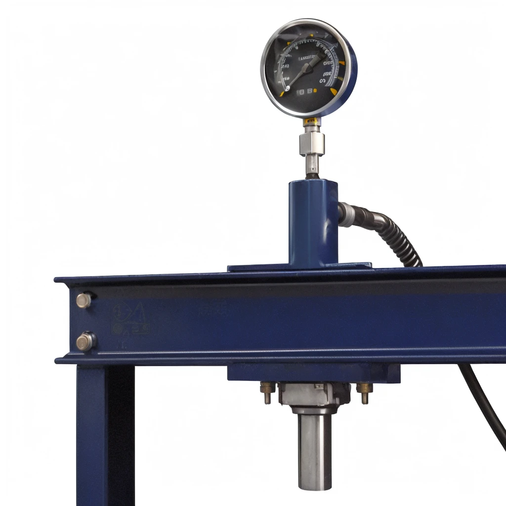 Alafide meter on a blue table with white background, portrait n - 9, Hydraulic characteristics, horizontal, tubes and Gauges, according to, technical, tool, virtual machine, high, manual, 肩部high投篮, high comaccording toion, Mechanical hydraulic, highly technical, portrait, detail, Three-quarter view, information, aluminum, Gauges, Fuller，unbelievably realistic