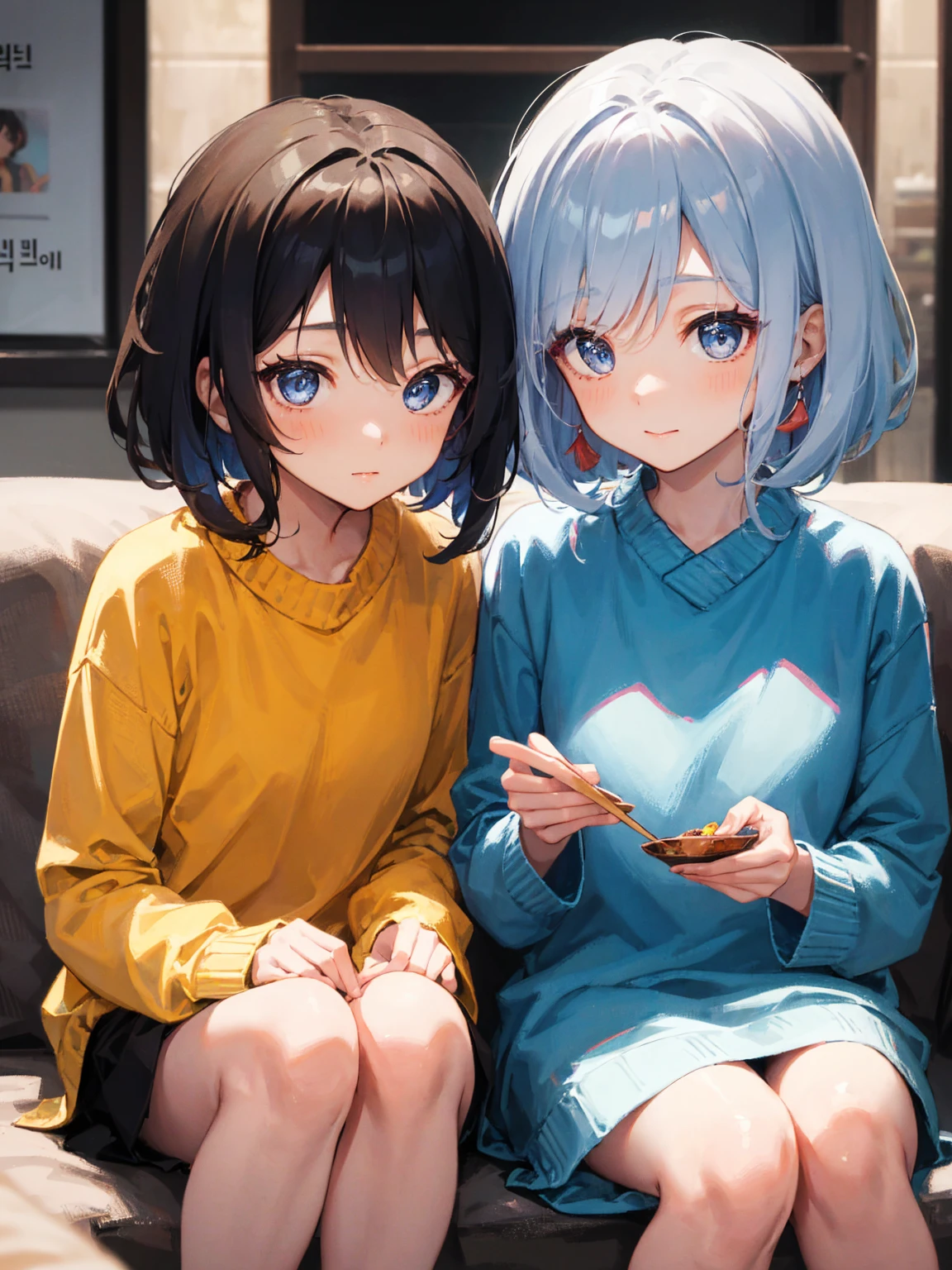 arafed asian woman with short hair and a green sweater, young adorable korean face, portrait of female korean idol, beautiful young korean woman, cute korean actress, with short hair, female actress from korea, gorgeous young korean woman, young cute wan asian face, beautiful south korean woman, korean symmetrical face, girl cute-fine-face, korean girl, korean woman