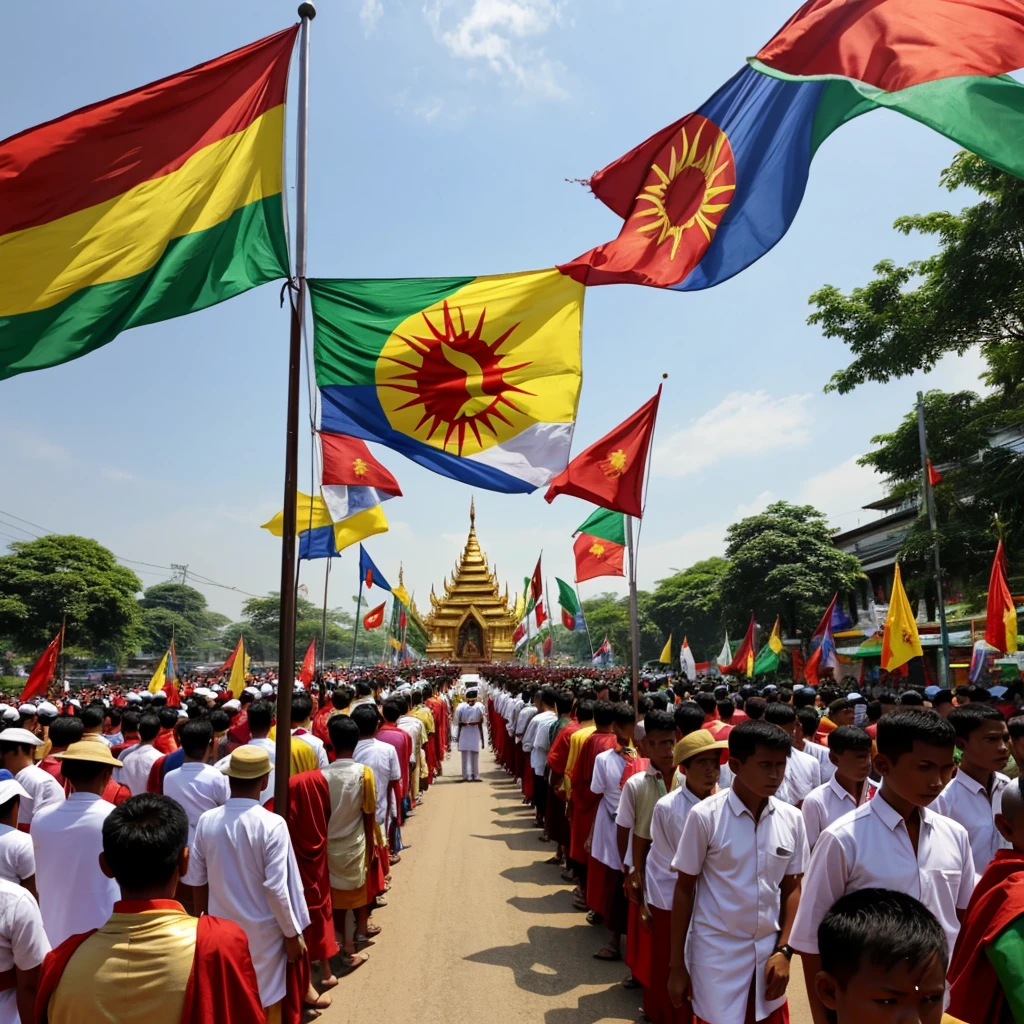 Burmese Martyrs Day 19th July Myanmar festival flag
